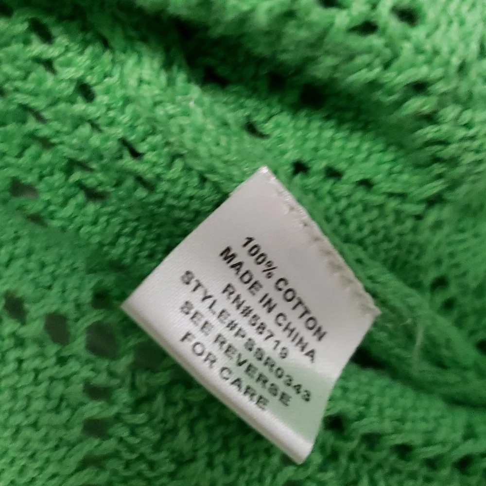 Vintage Open-knit Pointelle Green Cardigan Sweater‎ Size Small-Medium